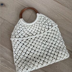 Elegant Cream Macrame Tote Bag